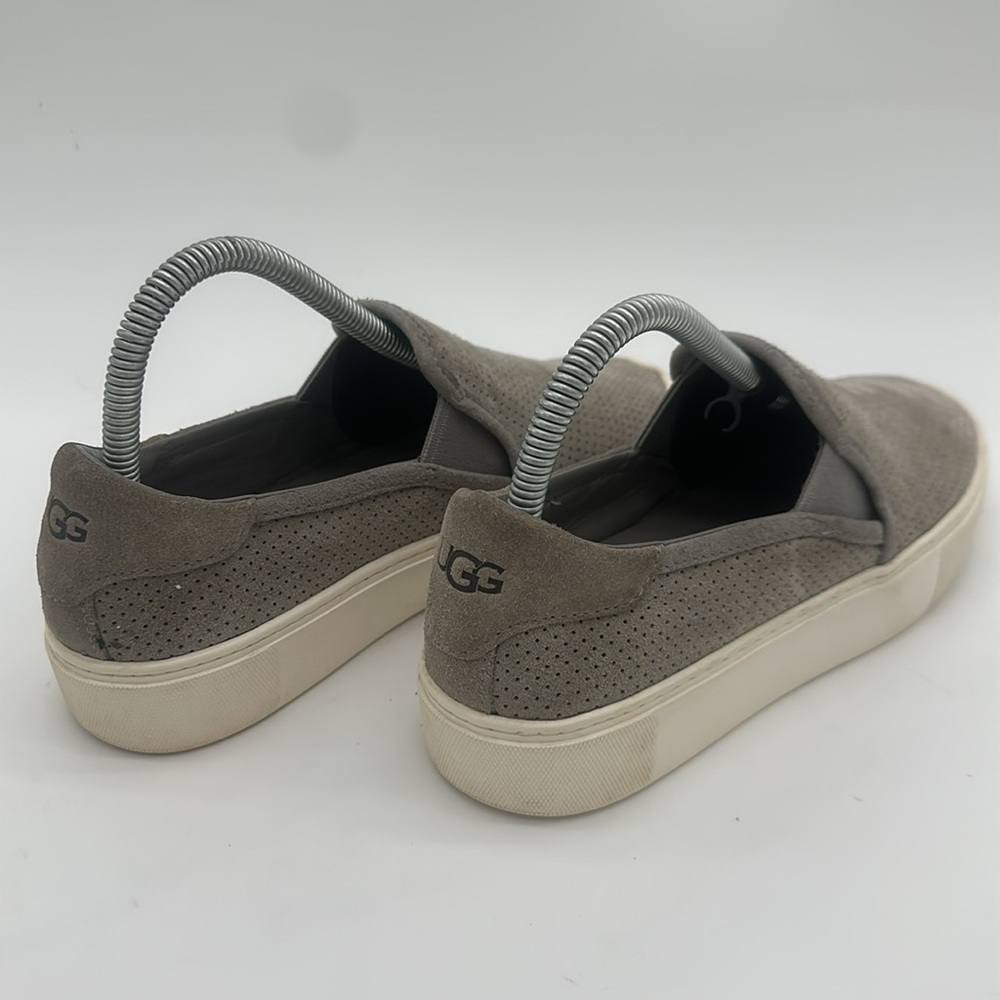 UGG Shoes Women 6.5 Abies Perforated Platform Slip On Sneaker 1108631 Gray Suede - Picture 11 of 14